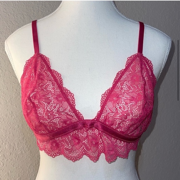 FREE People Bright Eyes Bralette and Lace Thong Set Pink New With Tags SZ Small - Picture 2 of 9